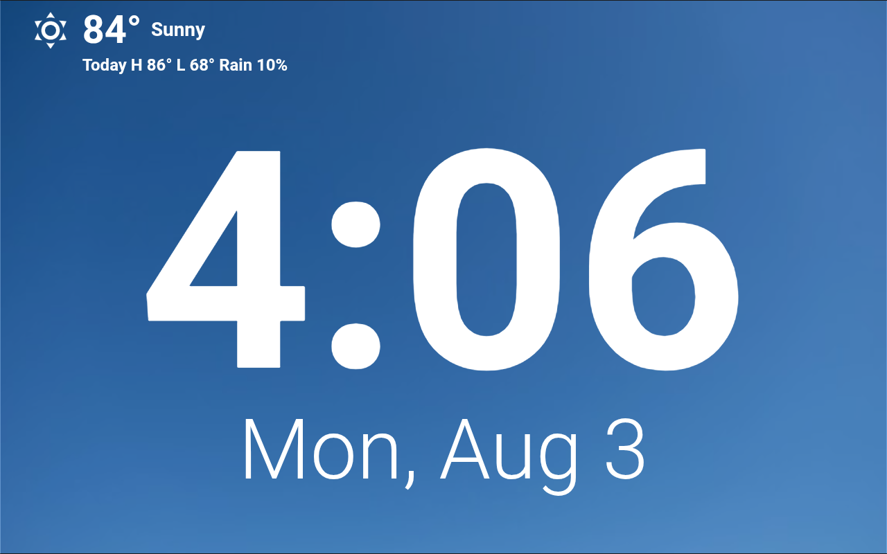 Clock with current conditions and today's forecast