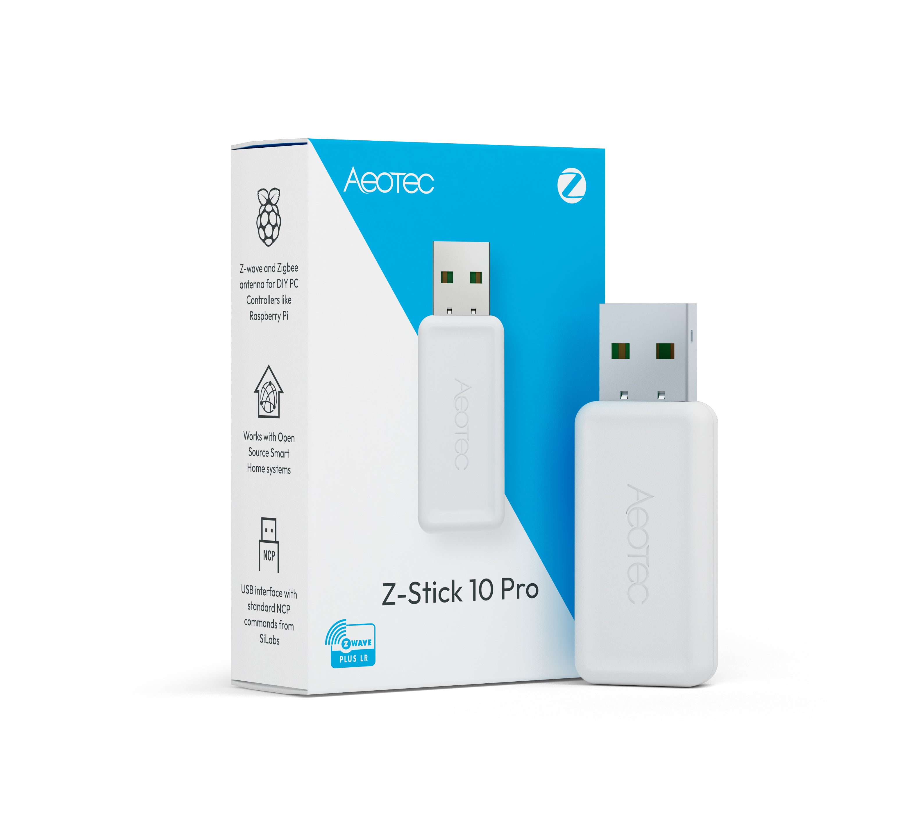 Aeotec Z-Stick 10 Pro, a USB controller stick carrying both Z-Wave and Zigbee radios