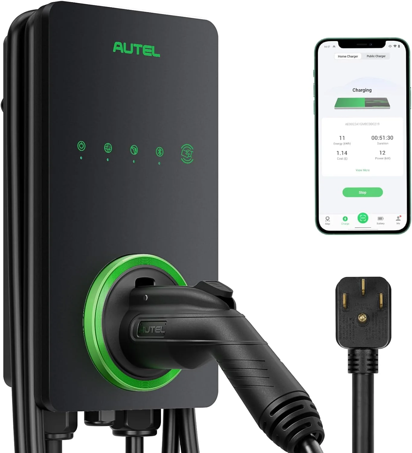 Autel MaxiCharger AC Lite Home (40A, NEMA 14-50)  -  Supports