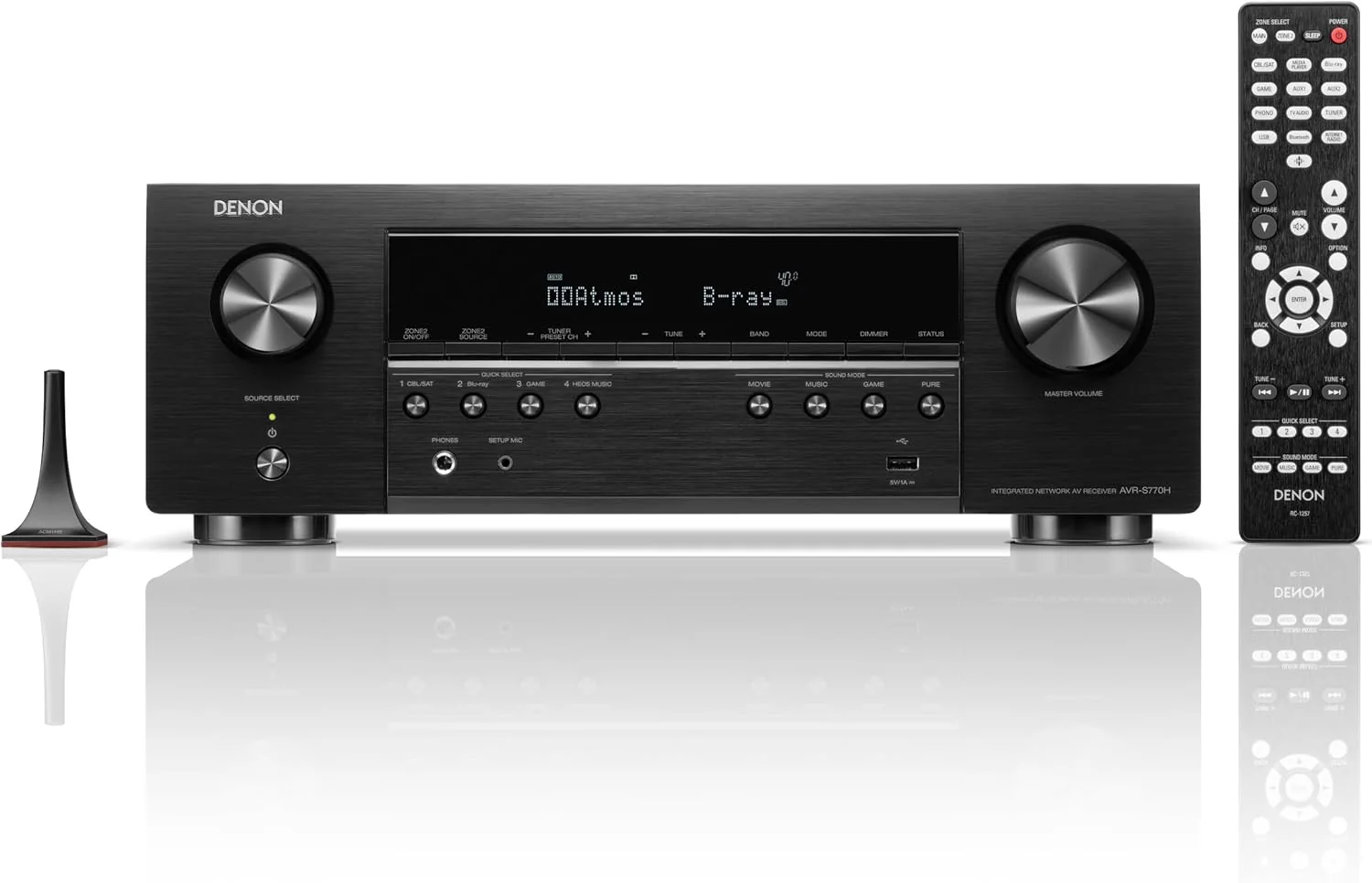 Denon AVR-S770H - a 7.2-channel 8K AV receiver that Home Assistant controls via a local Telnet connection giving real-time