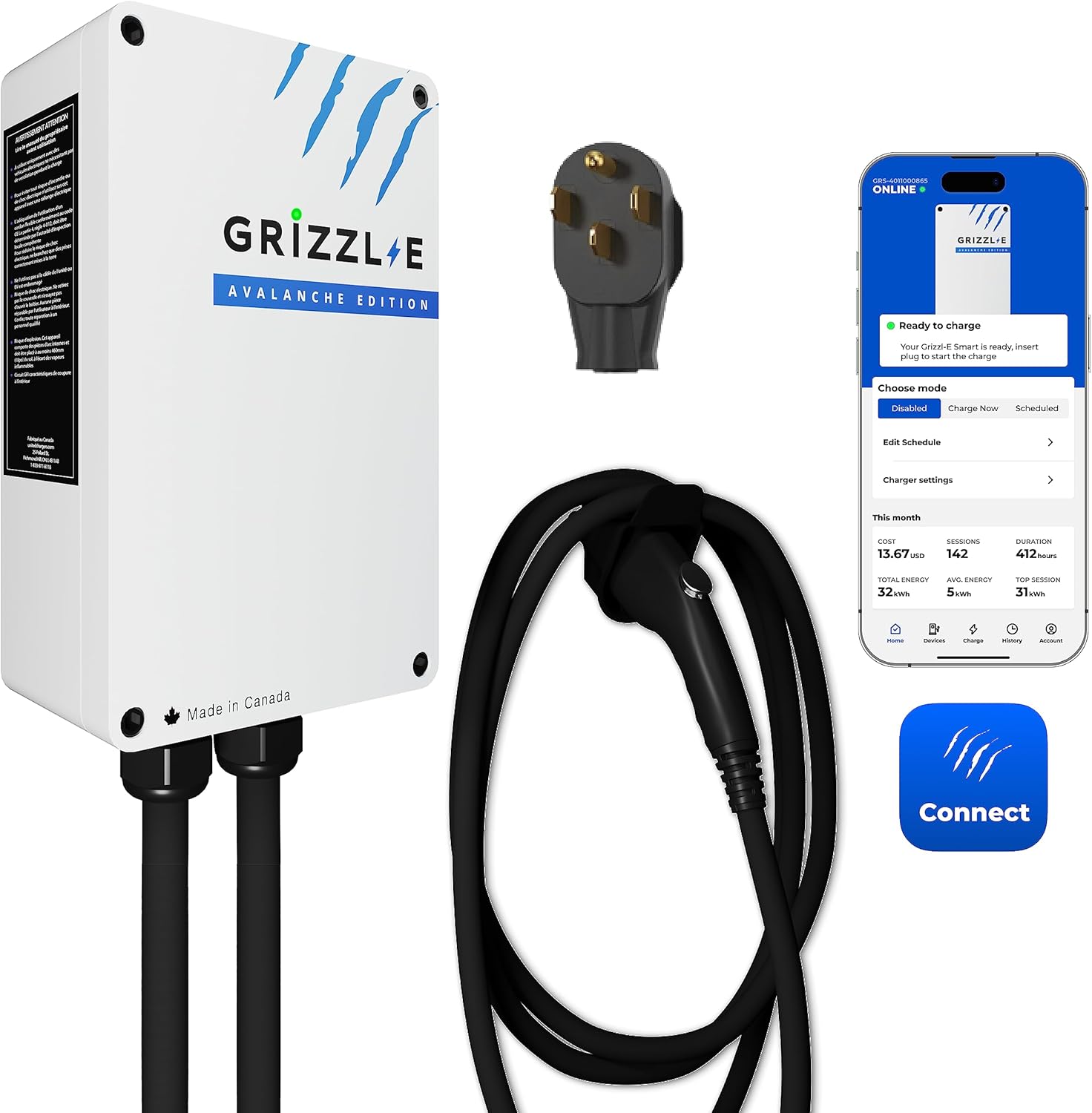 Grizzl-E Smart (Avalanche, 40A, NEMA 14-50)  -  WiFi