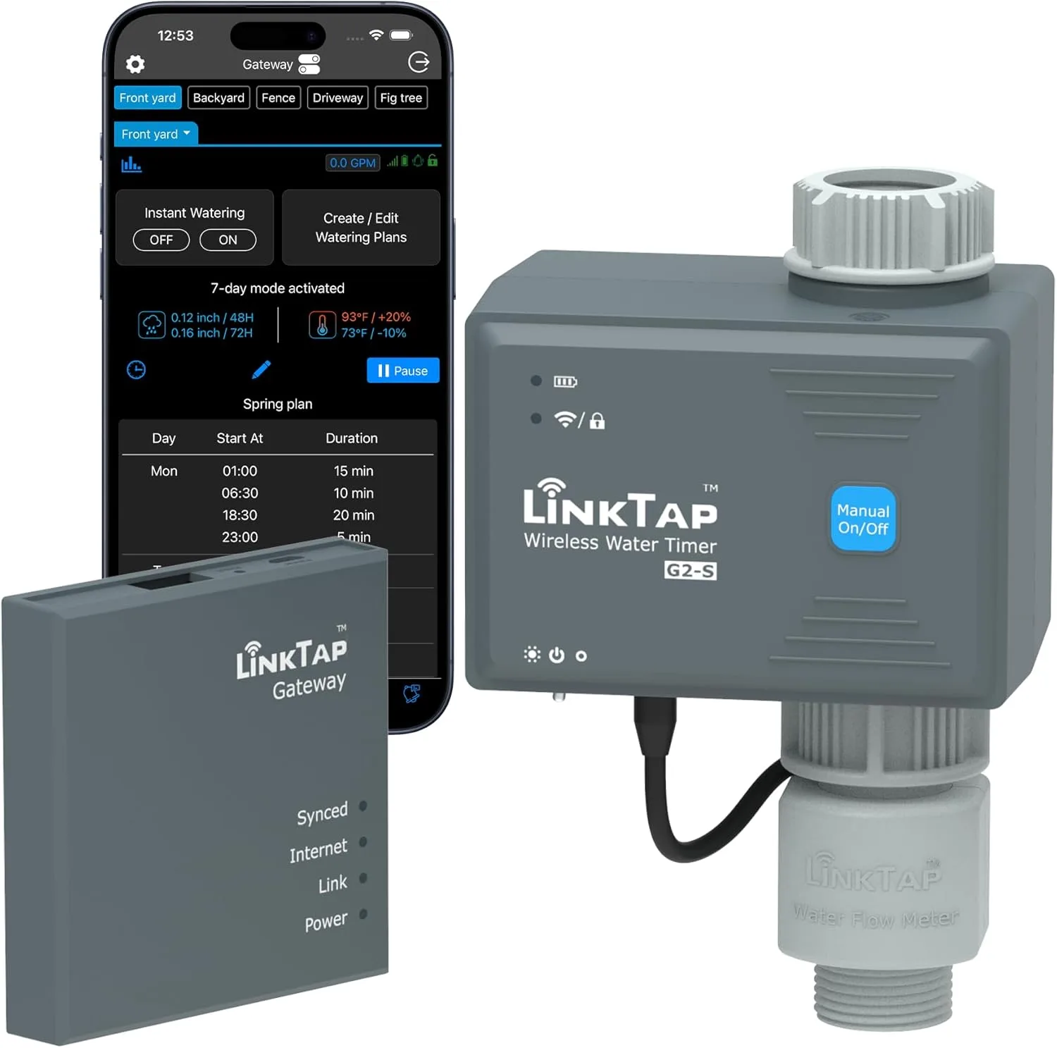 LinkTap Smart Water Timer — Built-in flow meter with leak detection alerts, plus exceptional wireless