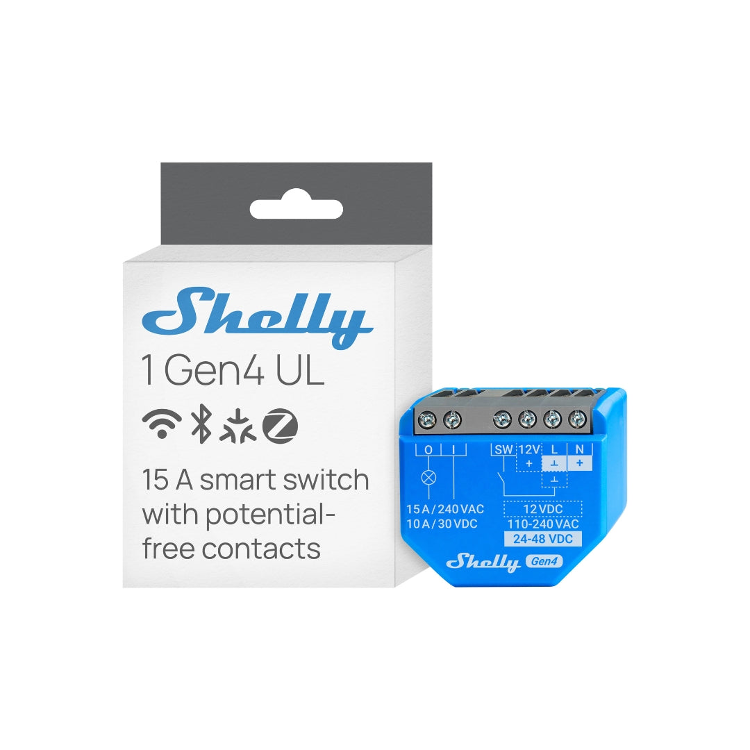 Shelly 1 Gen4, a hardwired relay module small enough to sit behind a wall switch