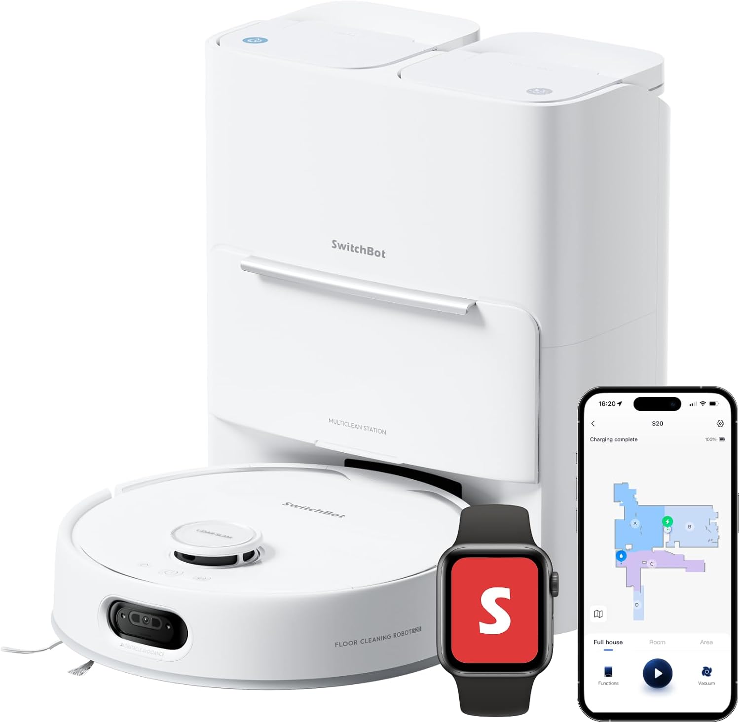 SwitchBot S20, a round self-navigating robot vacuum and mop