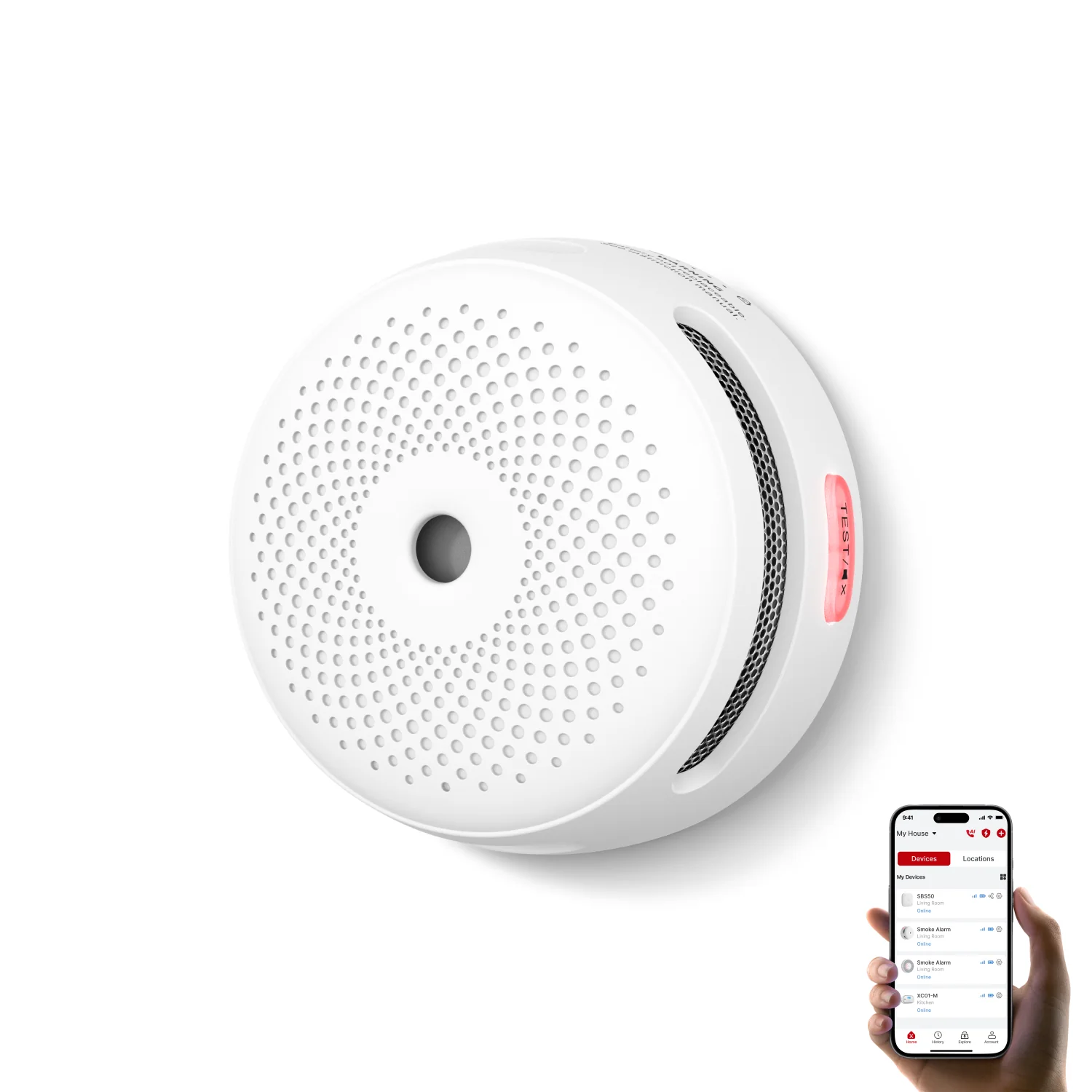 X-Sense Smart Wi-Fi Smoke Alarm (SBS50 base) - a polished interconnected 10-year sealed-battery smoke alarm line whose only Home Assistant path